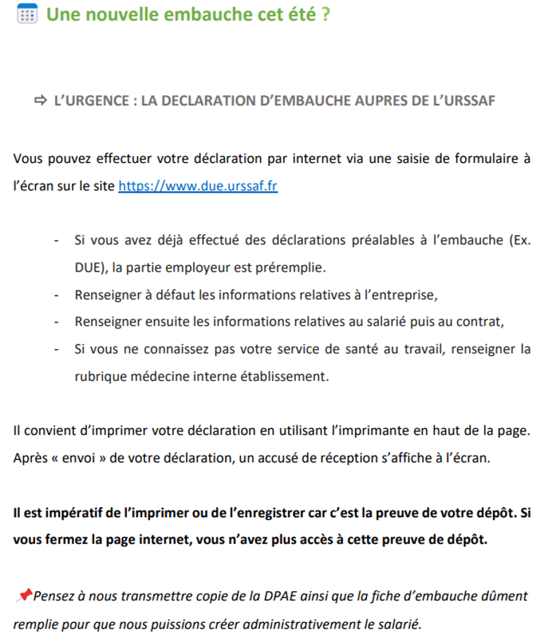 Exemple de Legal Design : Déclaration d'embauche avant legal design